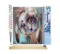 Figured'Art Pintar por Numeros Adultos Tótem Del Lobo - Manualidades pintura acrilica Kit Cuadro DIY completo - 40x50cm monta tu propio bastidor