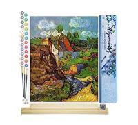 Figured'Art Pintar por Numeros Adultos Van Gogh - Casa Oise - Manualidades pintura acrilica Kit Cuadro DIY completo - 40x50cm monta tu propio bastidor