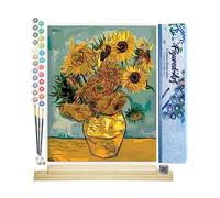 Figured'Art Pintar por Numeros Adultos Van Gogh - Girasoles - Manualidades pintura acrilica Kit Cuadro DIY completo - 40x50cm monta tu propio bastidor