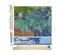 Figured'Art Pintar por Numeros Adultos Van Gogh Iris 1 - Manualidades pintura acrilica Kit Cuadro DIY completo - 40x50cm monta tu propio bastidor