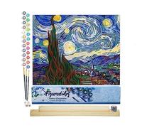 Figured'Art Pintar por Numeros Adultos Van Gogh La noche estrellada - Manualidades pintura acrilica Kit Cuadro DIY completo - 40x50cm monta tu propio bastidor