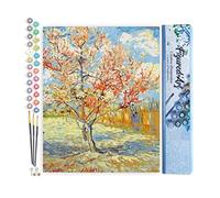 Figured'Art Pintar por Numeros Adultos Van Gogh - Melocotón - Manualidades pintura acrilica Kit Cuadro DIY completo - 40x50cm sin bastidor