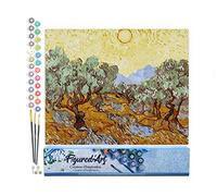 Figured'Art Pintar por Numeros Adultos Van Gogh St Remy Oliviers - Manualidades pintura acrilica Kit Cuadro DIY completo - 40x50cm sin bastidor