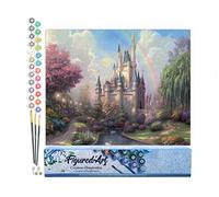 Figured'Art Pintar por Numeros Adultos Villa Bajo El Arco Iris - Manualidades pintura acrilica Kit Cuadro DIY completo - 40x50cm sin bastidor