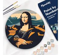 Figured'Art Pintar por Números para Adultos en Disco de Madera de 30 cm - Mona Lisa - Manualidades con Pintura Acrílica - Kit Cuadro DIY Completo