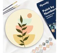 Figured'Art Pintar por Números para Adultos en Disco de Madera de 30 cm - Planta 2 - Manualidades con Pintura Acrílica - Kit Cuadro DIY Completo