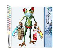 Figured'Art Pintura por números, rana en el retorno de la compra, tamaño 40 x 50 cm, sin marco de madera