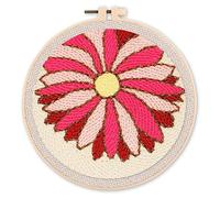 Figured'Art Punch Needle Kit de Bordado Adultos y Niños - Margarita - Manualidades Kit de Aguja Mágica DIY completo - 20x20cm con bastidor circular