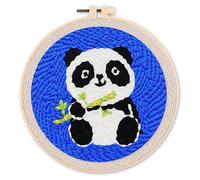 Figured'Art Punch Needle Kit de Bordado Adultos y Niños - Panda de bebé - Manualidades Kit de Aguja Mágica DIY completo - 20x20cm con bastidor circular
