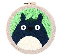 Figured'Art Punch Needle Kit de Bordado Adultos y Niños - Sorpresa - Manualidades Kit de Aguja Mágica DIY completo - 20x20cm con bastidor circular