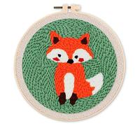 Figured'Art Punch Needle Kit de Bordado Adultos y Niños - Zorro - Manualidades Kit de Aguja Mágica DIY completo - 20x20cm con bastidor circular