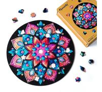 Figured'Art Puzzle de Madera para Adultos y Niños, Rompecabezas de 200 Piezas - Caleidoscopio Mandala - Diseño Original 28,5x28,5 cm, Caja de Madera Premium, Regalar