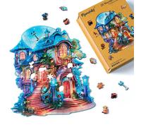 Figured'Art Puzzle de Madera para Adultos y Niños, Rompecabezas de 200 Piezas - Casa Encantada - Diseño Original 25x28,9 cm, Caja de Madera Premium, Regalar