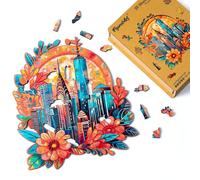 Figured'Art Puzzle de Madera para Adultos y Niños, Rompecabezas de 200 Piezas - Paisaje Urbano Floral - Diseño Original 25,3x29 cm, Caja de Madera Premium, Regalar