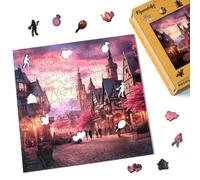 Figured'Art Puzzle de Madera para Adultos y Niños, Rompecabezas de 200 Piezas - Pueblo de Cuento de Hadas - Diseño Original 28,5x28,5 cm, Caja de Madera Premium, Regalar