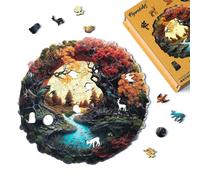 Figured'Art Puzzle de Madera para Adultos y Niños, Rompecabezas de 200 Piezas - Río de Otoño - Diseño Original 28,5x28,3 cm, Caja de Madera Premium, Regalar