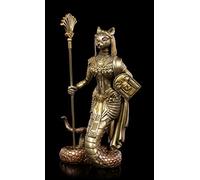 Figuren Shop GmbH Figura de la diosa del gato del antiguo Egipto Bastet con cuerpo de serpiente - Bronceado | Figura de dioses, figura decorativa, artículo decorativo, altura 27 cm