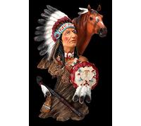Figuren Shop GmbH Figura india - Busto de jefe con caballo | Figura decorativa Western Wild West Cowboy