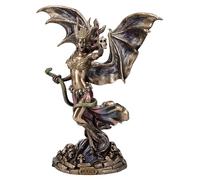 Figuren Shop Veronese Lilith - Figura de la reina de Saba,alas demoníacas,detalles de calavera,24,5 cm,estatua de los dioses,bronceada
