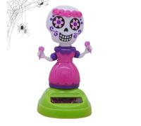 Figures de danse solaire d'Halloween - Figurines de voiture à tête de crâne swinging amusante | Jouet de tête tremblant pour vibrations effrayantes | Ornements de voitures solaires pour la decoration