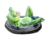Figurilla de Rana | Decoración Flotante para Agua | Escultura Animal Recostada sobre Neumático Decoración para Jardín Patio Balcón Piscina Exterior