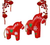 Figurina de Caballo Rojo - 2 Piezas De Figura De Animal De Resina | Caballo De Decoración Para Escritorio - Para Hogar Dormitorio Infantil Estudio Escritorio Mesa Estantería Fiesta de Primavera y