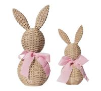 Figurina de Conejo 2 Piezas de Resina, Lindas y Rústicas con | Figuras Decorativas y Coleccionables de Conejos de Pascua para Hogar, Oficina, Mesa, Escritorio, Estante, Inauguración, Rosa