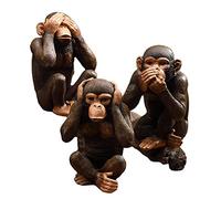 Figurine decorativa 3 sitios de sabiduría, ornamento artesanal creativo -La decoración de estatuillas de tres cantidades, estatua del mono de la sabiduría - No hables nada, vea, para escuchar,Résine