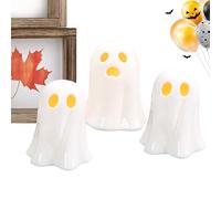 Figurine Fantôme Lumineuse Décorative - Lot De 3 Miniatures En Céramique | Fête Automnale Et Intérieur Cosy, Décoration Saisonnière Pour Table, Maison Hantée, Bureau, Porche, Étagère and Ambiance
