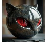 Figurita De Gato Negro De Piedra, Mini Estatua De Gato De Resina Hecha A Mano, Estatua De Gato Adorable Piedra Curativa Para Aliviar El Estrés Para Amantes De Los Gatos Y Mujeres (E)