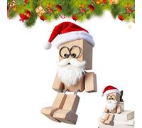 Figurita Navideña De Madera Con Hombrecito Que Se Balancea, Figura De Madera Con Diseño De Papá Noel, Hombrecito Con Pies Que Se Balancean Hecho A Mano, Figurita Con Acción De b-alanceo De Piernas
