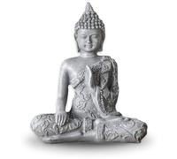 Figurita Zen Light de Buda meditando, de color gris piedra y de 10 cm x 5 cm x 12 cm (SBM1)