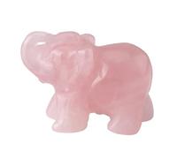 Figuritas de Elefante de Cristal 1.5" - Tallado a Mano, Estatuas de Buena Suerte, Energía Curativa - Adornos para Oficina y Casa (Rosa)