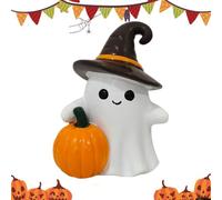 Figuritas de Fantasma de Halloween de Resina que Lleva Sombrero y Sujeta | Figuras Halloween para Hogar, Dormitorio, Cocina, Estante, Mesa, Bandeja Escalonada, Porche, Fiesta, Festivo, Ha