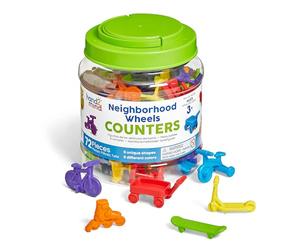 Figuritas de los vehículos del Barrio de Learning Resources, Figuras para Contar en el Aula para niños, Contar, Relacionar, Clasificar, Hacer Series, Cubo de 72, 3+ años