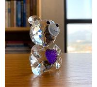 Figuritas De Oso De Cristal Con Corazón De Amor, Adorno De Moda De Cristal, Animal Encantador, Pisapapeles, Boda, Decoración Del Hogar, Regalos De Navidad,púrpura