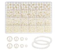FIHODONE 2300 Piezas 4/6/8/10/12mm Abalorios para Hacer Pulseras, Abalorios Beige con Caja para Hacer Pulseras，Beads for Jewelry Making Niñas Accesorios Para Accesorios de Bodas, Fiestas Festivas