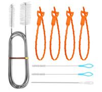 FIHODONE 8 cepillos de desagüe, limpiador de desagües, cepillo de limpieza de tuberías, cepillo flexible con dos extremos, espiral de limpieza de tuberías extralarga, limpieza de tuberías en espiral