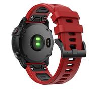 FiiMoo 22mm Correa de Repuesto de Silicona Ajustable para Garmin Descent G2/Descent G1/Fenix 8/Tactix 8 (47 mm)/Quatix 7/7 Pro/Fēnix 7 Pro/Epix Pro 47 mm, Correa de Silicona, Color Rojo y Negro