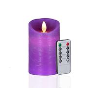 FiiMoo LED Vela, Velas Sin Llama, Velas de a Pilas, Velas LED Efecto Llama, Cera Real, LED Velas con Mando a Distancia y Temporizador, Para Navidad, Pascua, Fiestas Decoraciones-Morado 12.5cm