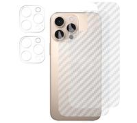 FiiMoo Protector Trasero para iPhone 16 Pro Max, 4 Piezas, Fibra de Carbono, Protector de Pantalla Trasera, Ultra Transparente, Anti Arañazos, Sin Burbuja