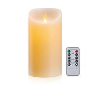 FiiMoo Velas LED Eléctricas de Cera Real - 10cm, 3D Efecto Llama, Con Mando a Distancia y Temporizador - Para Decoración, Bodas, Navidad - Marfil