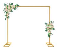 Fiita Robusto Soporte de Telón de Fondo para Fotografía Arco de Boda Ajustable, Barras Cruzadas Dobles, Adecuado para Estudio de Fotografía, Cumpleaños, Boda, Decoración de Fiestas 2 m Dorado