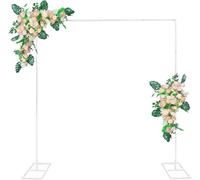 Fiita Robusto Soporte de Telón de Fondo para Fotografía Arco de Boda Ajustable, Barras Cruzadas Dobles, Adecuado para Estudio de Fotografía, Cumpleaños, Boda, Decoración de Fiestas 2 m Blanco