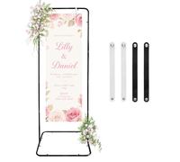 Fiita Soporte ajustable para letreros de bienvenida de boda, 80 x 50 x 180 cm, soporte de letrero de boda con 4 correas de cuero, soporte de caballete de metal resistente para póster de letrero