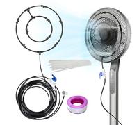 Fijación de nebulizador de ventilador, nebulizadores al aire libre de enfriamiento manguera, pulverizador de agua meteorológico 8 metros manguera Herramientas con múltiples boquillas para