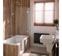 Fijación para bañera HSK Premium Softcube, 2 piezas, 1 elemento de péndulo, tamaño: 114 x 140 cm, tope: derecha, 68064114-R-01-50edelglas, Cabinas de ducha: Aluminio-plata mate: ESG transparente con v