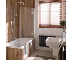 Fijación para bañera HSK Premium Softcube, 2 piezas, 1 elemento de péndulo, tamaño: 114 x 140 cm, tope: derecha, 68064114-R-41-50, Cabinas de ducha: Aspecto cromado: ESG transparente