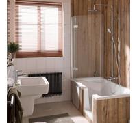 Fijación para bañera HSK Premium Softcube, 2 piezas, 1 elemento de péndulo, tamaño: 114 x 140 cm, tope: izquierda, 68064114-L-41-50edelglas, Cabinas de ducha: Aspecto cromado: ESG transparente con cri