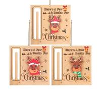 Fijaciones en efectivo de Navidad de madera | 3 piezas de decoración de madera - Ornamento del dispensador de plata | Para el árbol de Navidad, vacaciones, dinero, cumpleaños, niños y niñas